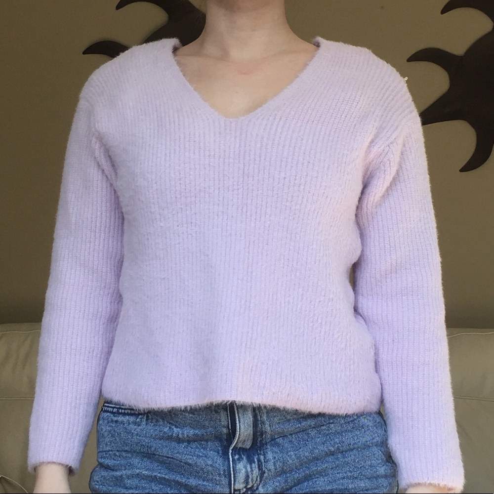 H&M pale fuzzy lavender sweater